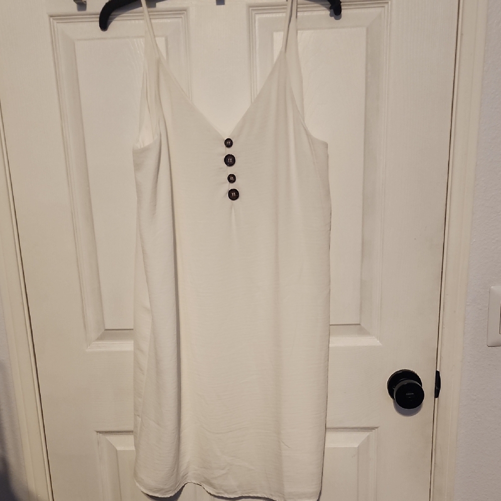 Mango White Sleeveless Mini Slip Dress